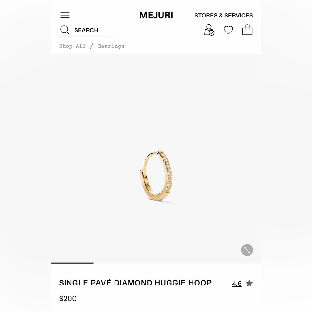 Single Pavé Diamond Huggie Hoop